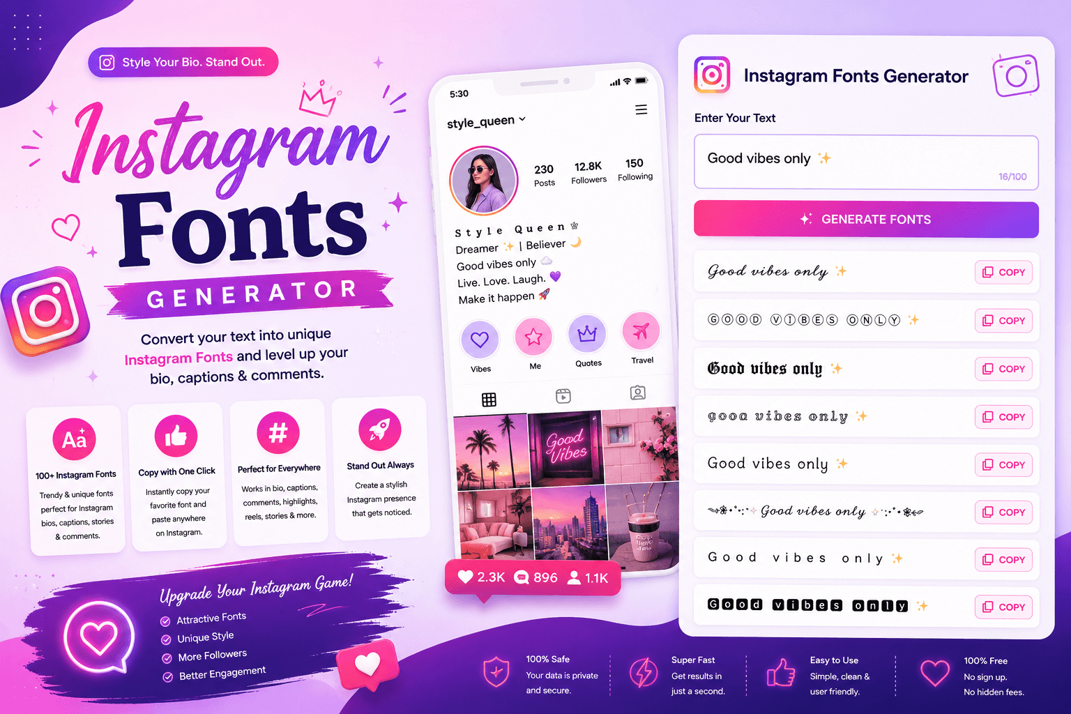 Instagram Fonts preview